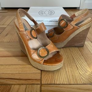 Steve Madden Charoos Cognac (Brown) Leather Wedges